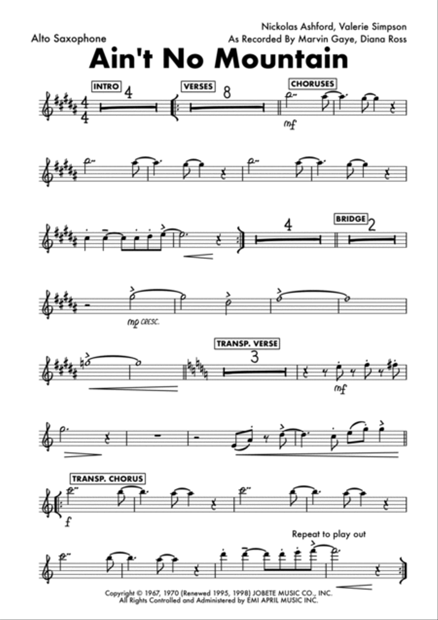 Ain't No Mountain High Enough Tenor Saxophone scores gallery preview page 3