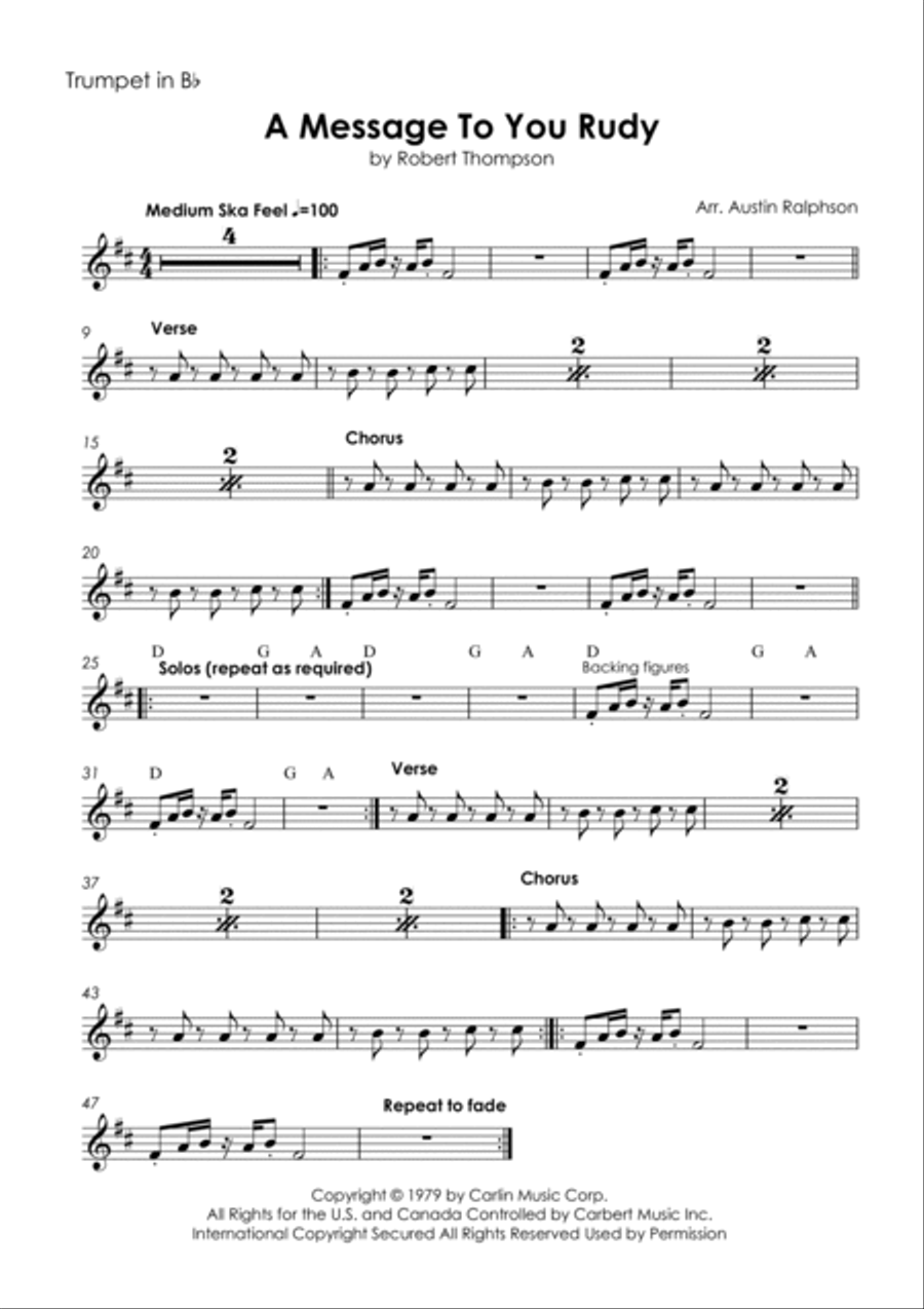 A Message To You Rudy Tenor Saxophone scores gallery preview page 4