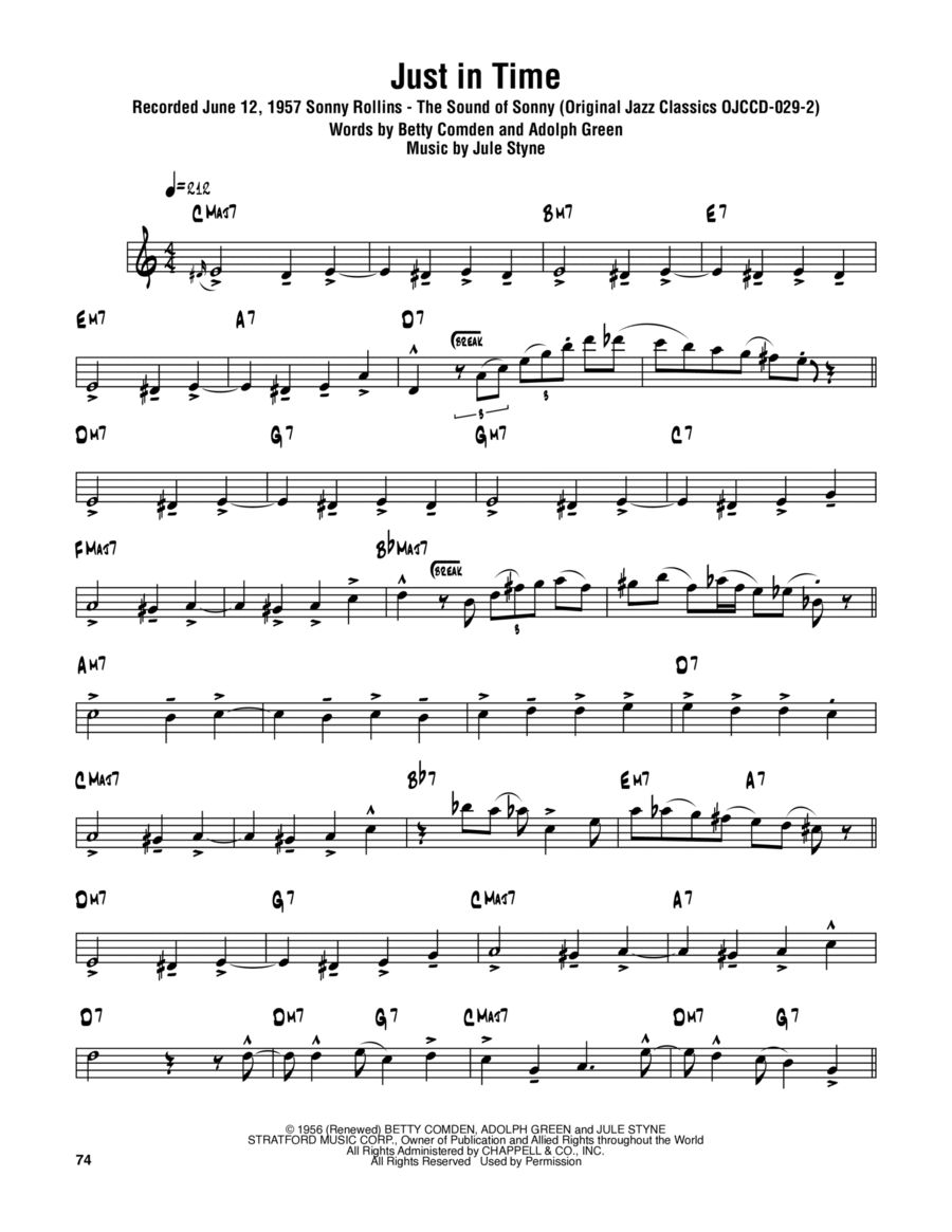 Just In Time Tenor Saxophone scores gallery preview page 1