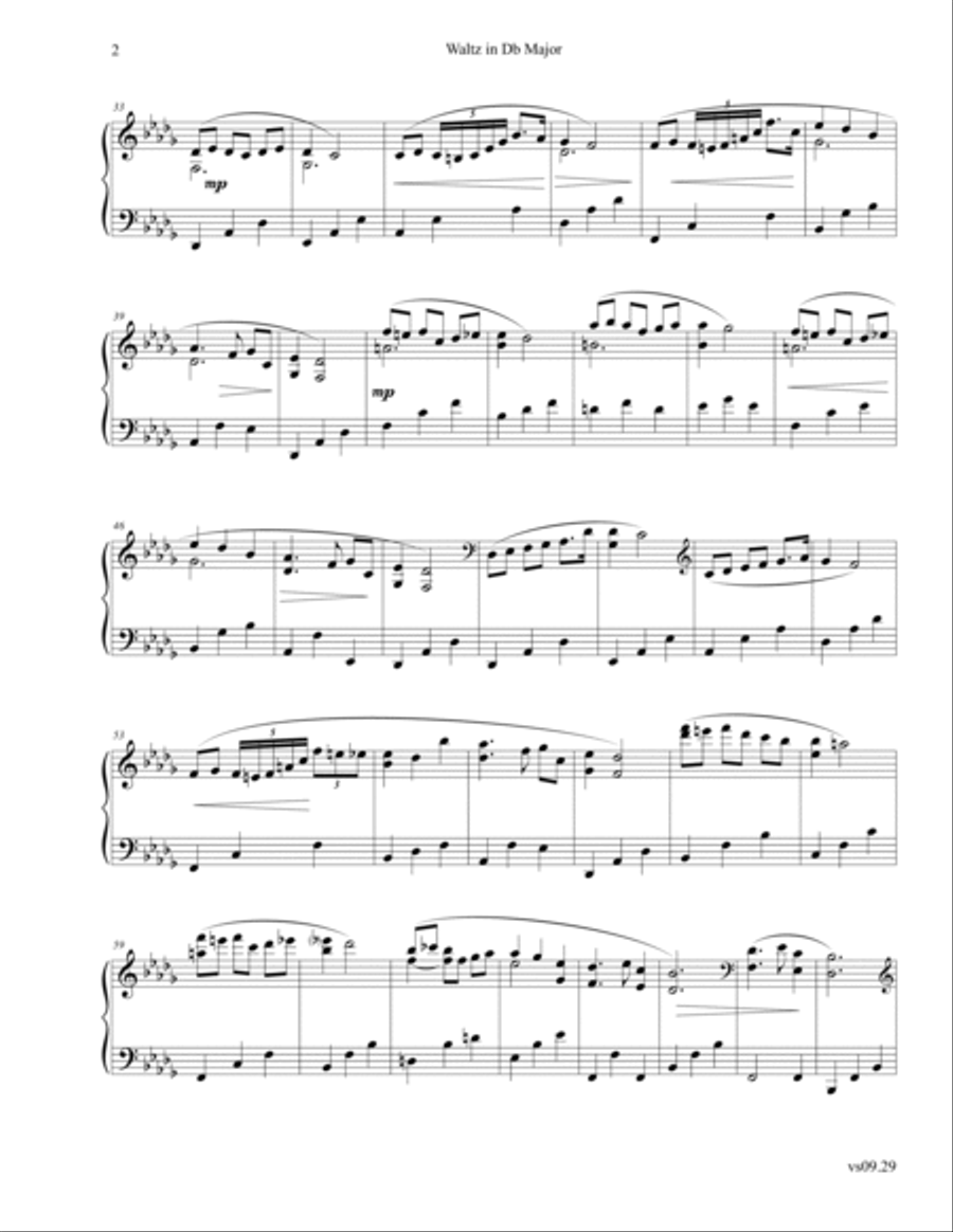 Waltz in D Flat Major Piano Solo scores gallery preview page 2
