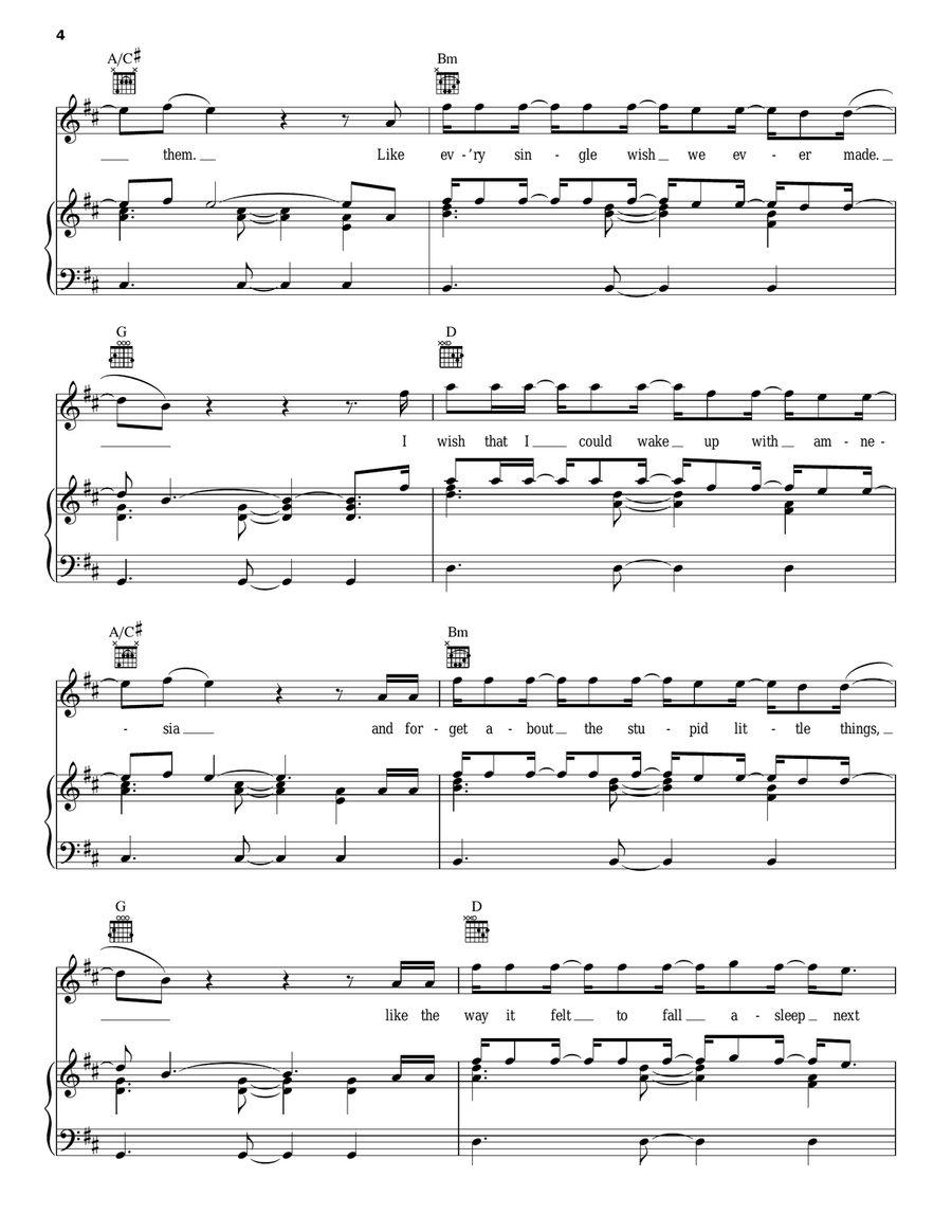 Amnesia Piano, Vocal, Guitar scores gallery preview page 4