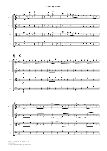 Radetzky March - String Quartet (Full Score) - Score Only image number null