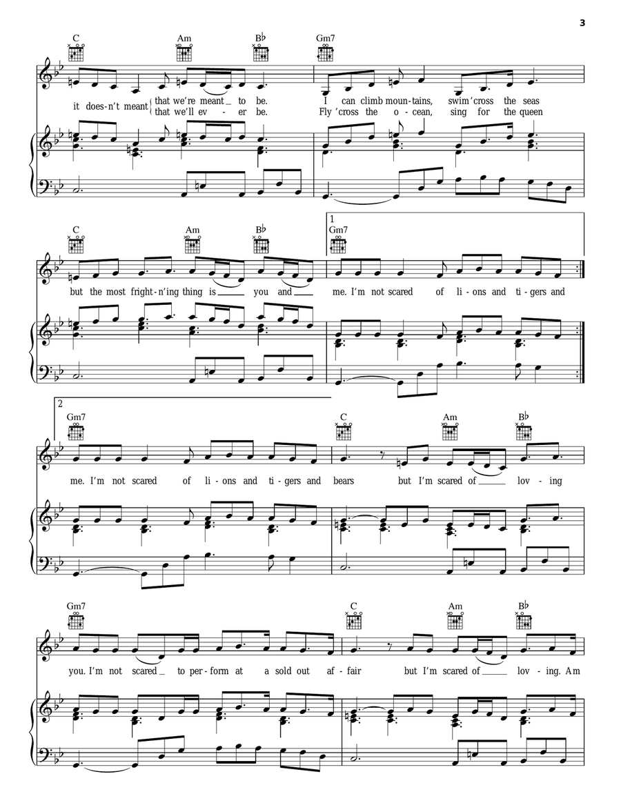 Lions, Tigers & Bears Lions, Tigers & Bears Piano, Vocal, Guitar scores gallery preview page 3