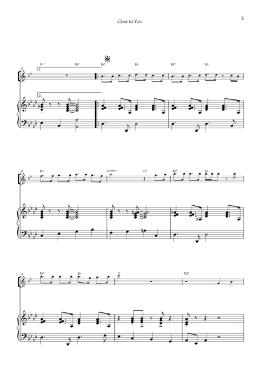 Close To You Close To You Tenor Saxophone scores gallery preview page 2