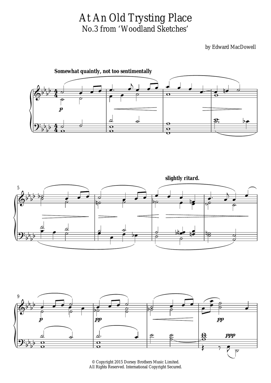 At An Old Trysting Place (10 Woodland Sketches, Op.51, No.3) Piano Solo scores gallery preview page 1