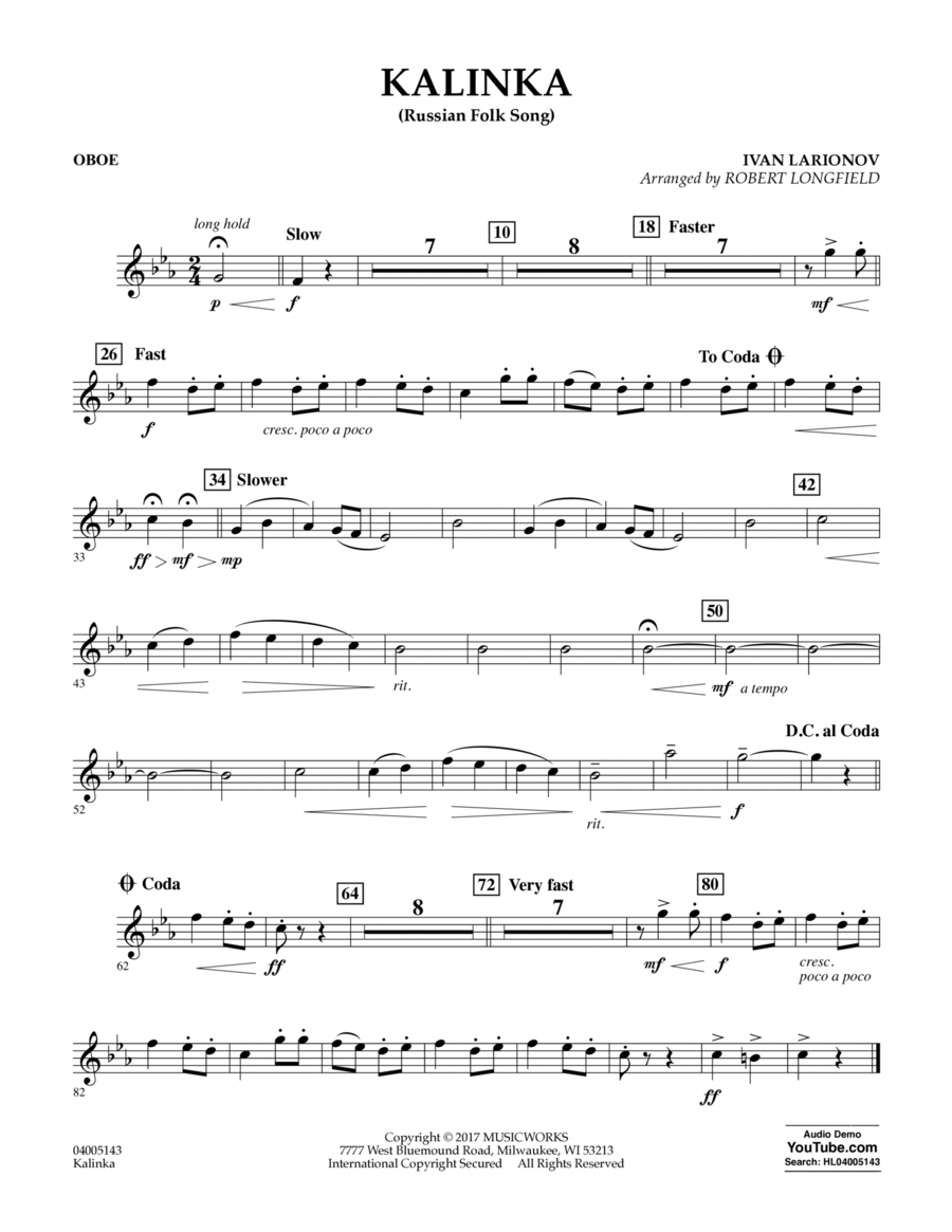 Kalinka (Russian Folk Song) - Oboe