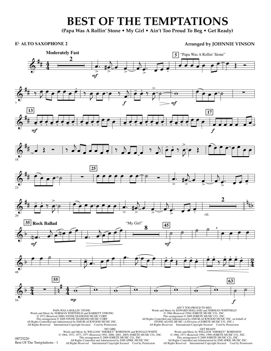 Best of The Temptations - Eb Alto Saxophone 2 Concert Band scores gallery preview page 1