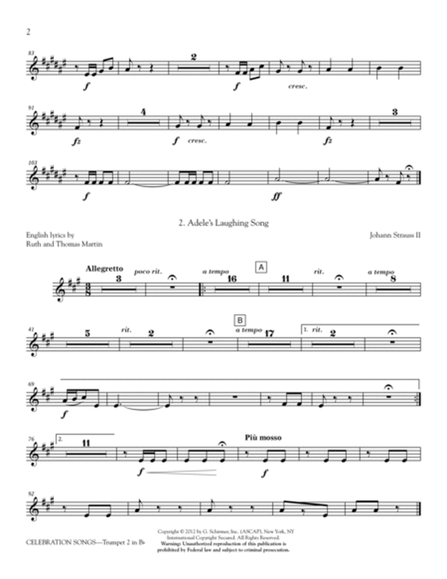 Celebration Songs (from Die Fledermaus) - Trumpet 2 in Bb