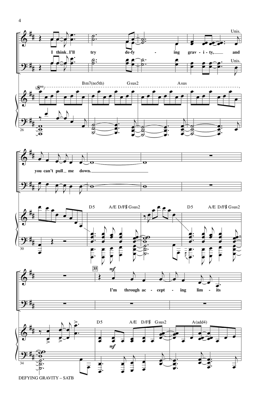 Defying Gravity (from Wicked) (arr. Roger Emerson) 4-Part scores gallery preview page 3