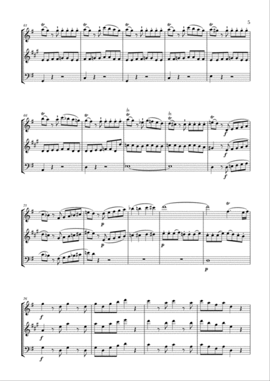 Eine Kleine Nachtmusik for Flute, Clarinet and Bassoon Woodwind Trio scores gallery preview page 5