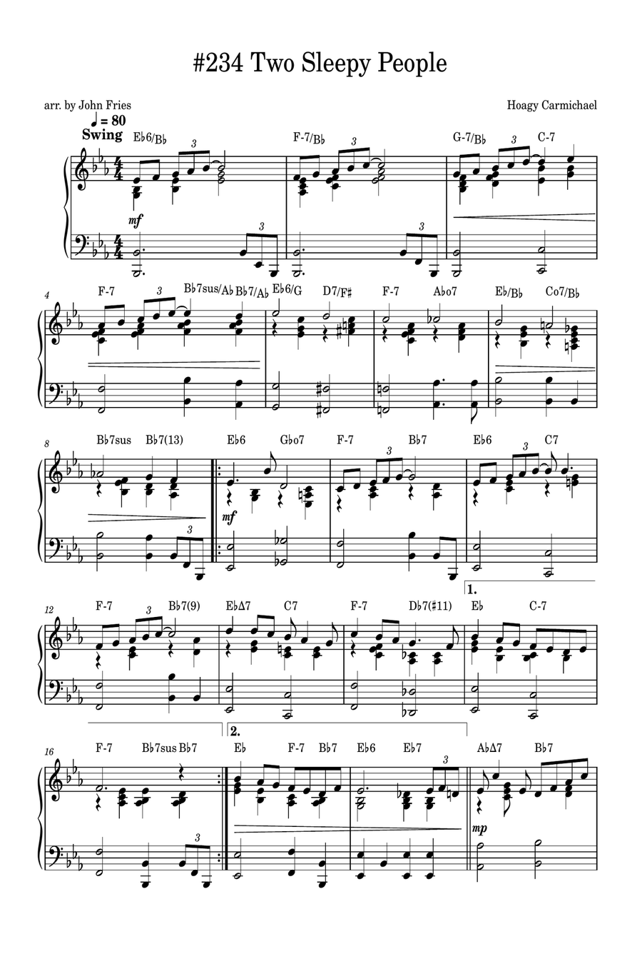 Two Sleepy People Piano Solo scores gallery preview page 1