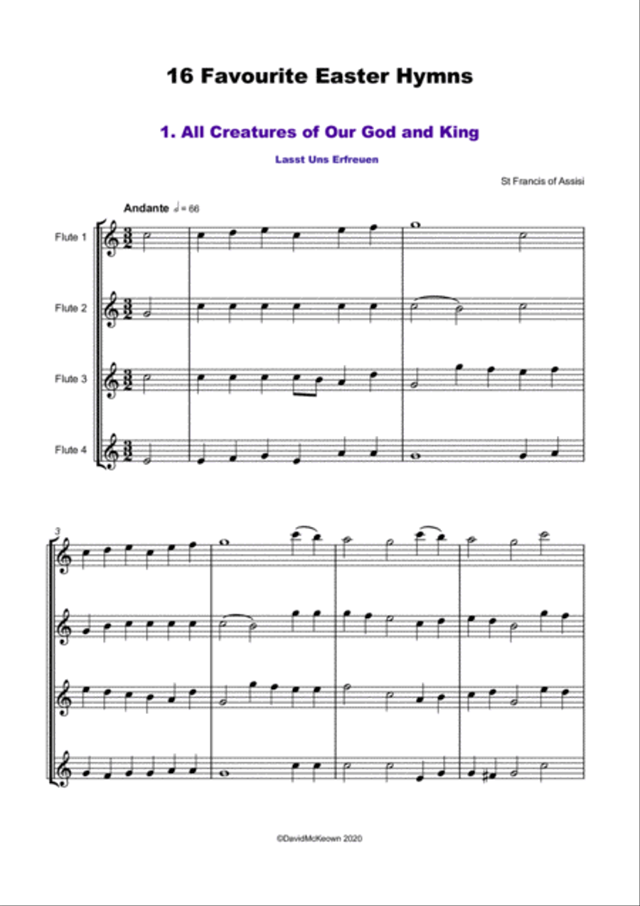 16 Favourite Easter Hymns for Flute Quartet Flute Quartet scores gallery preview page 2