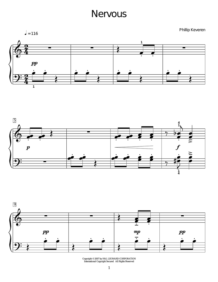 Nervous Nervous Piano Solo scores gallery preview page 1