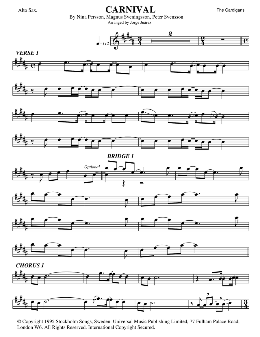 Carnival Carnival Alto Saxophone scores gallery preview page 1