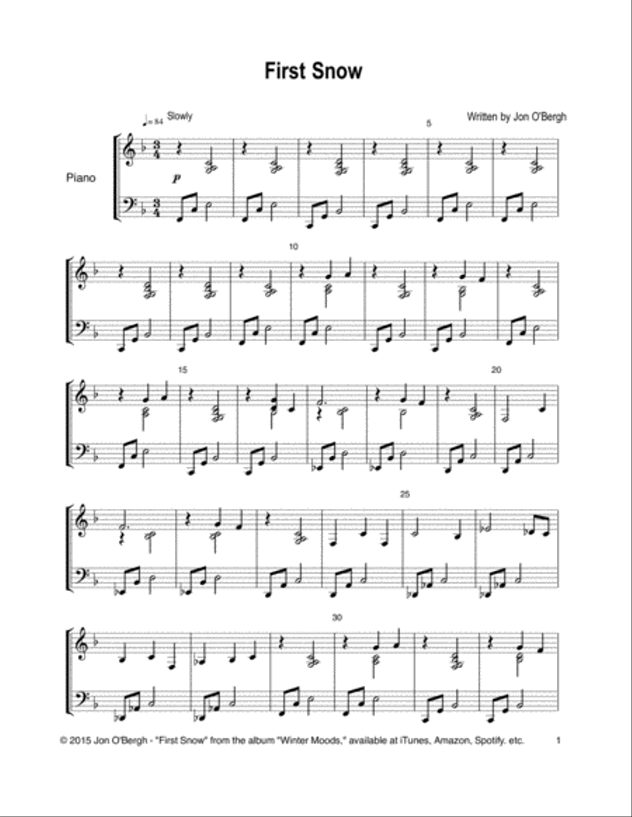 First Snow Easy Piano scores gallery preview page 2