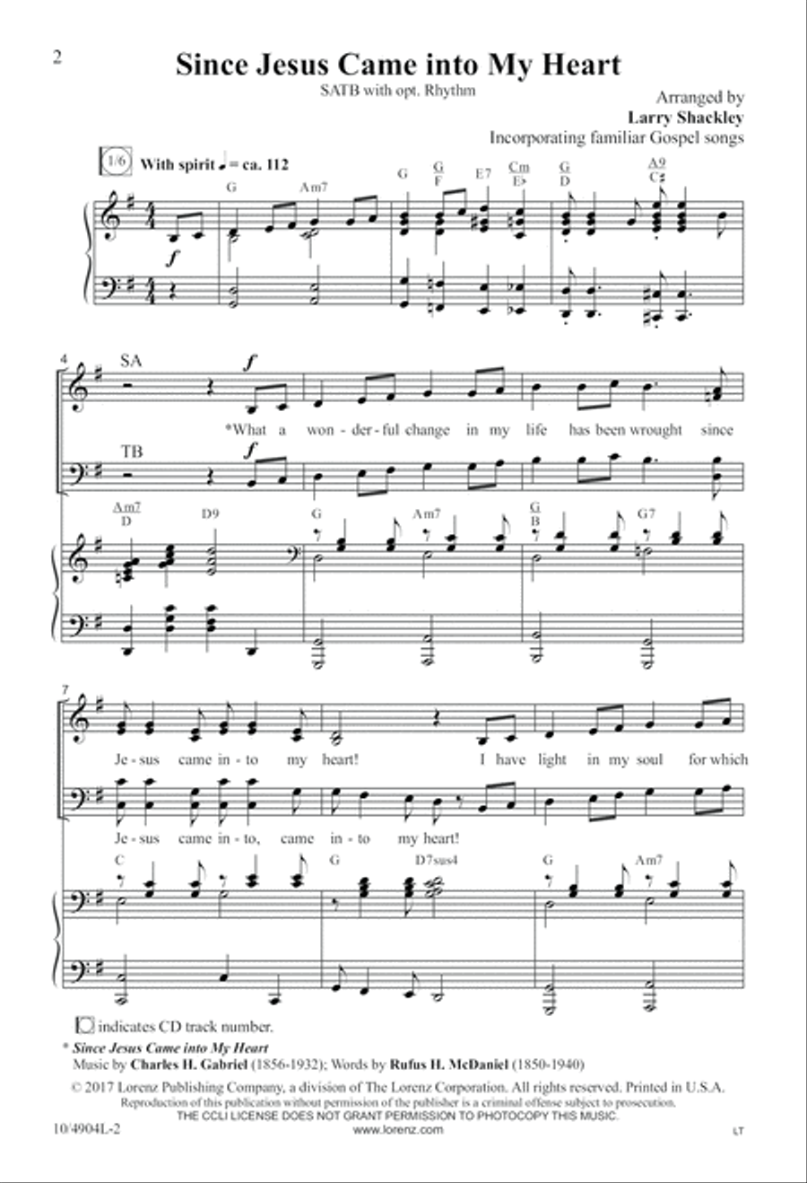 Since Jesus Came Into My Heart 4-Part scores gallery preview page 2