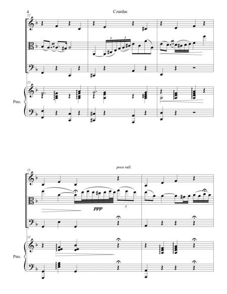 Vittorio Monti - Czardas arr. for piano quartet (score and parts)