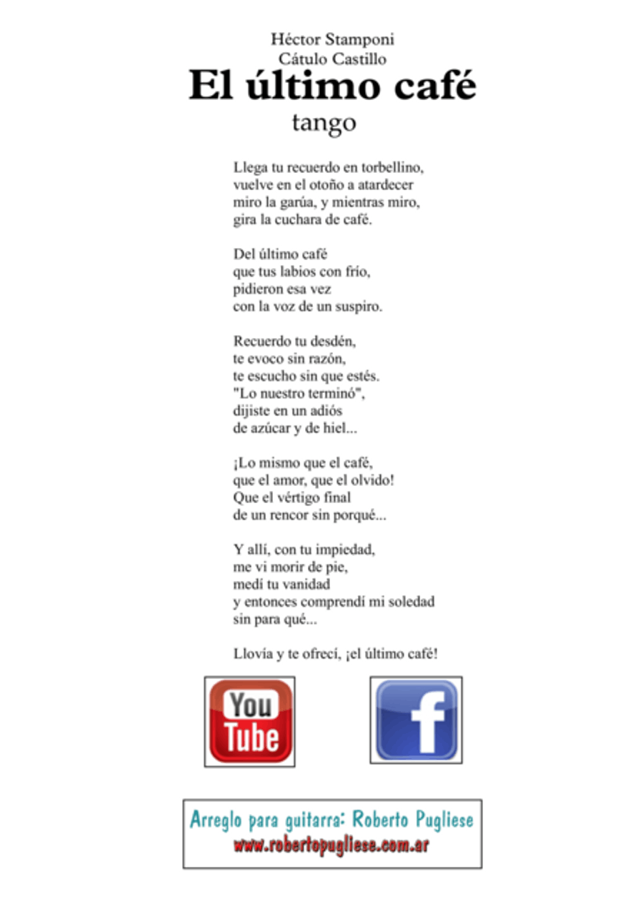 El ultimo cafè - Tango (Stamponi - Castillo) Classical Guitar scores gallery preview page 2