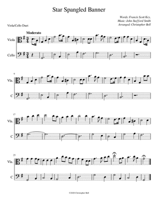 Star Spangled Banner (Easy Viola/Cello Duet)