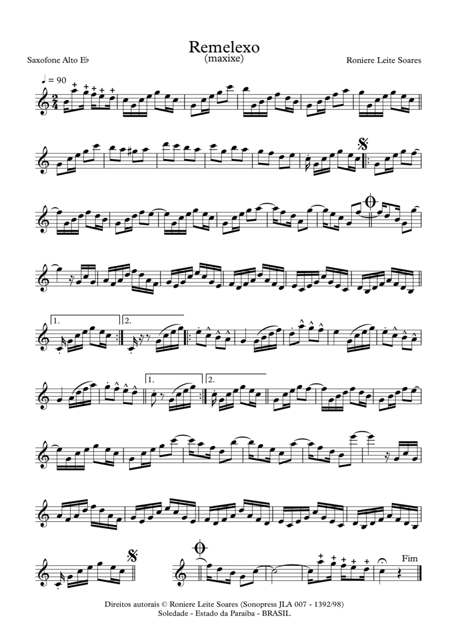 Remelexo Alto Saxophone scores gallery preview page 1