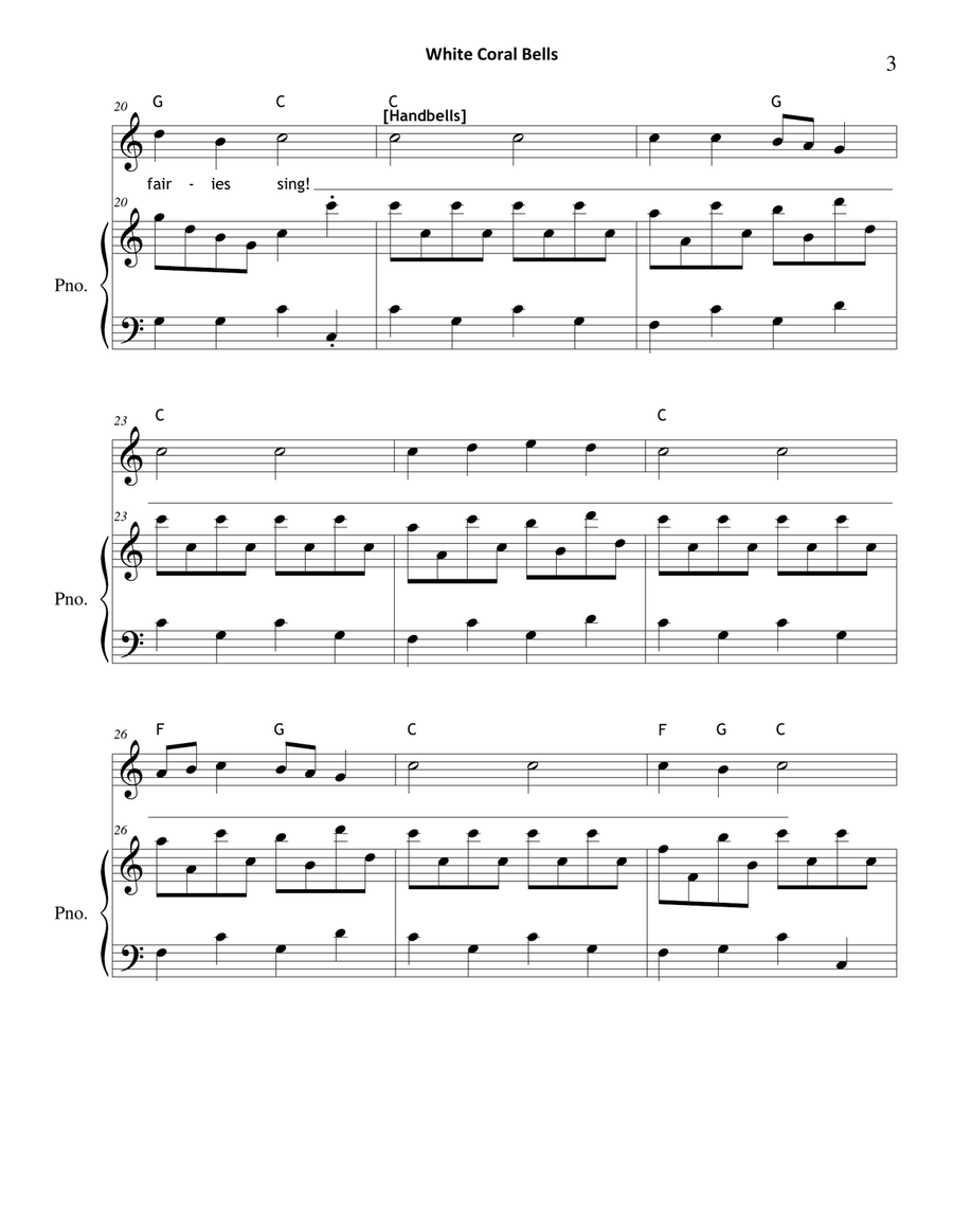 White Coral Bells Unison Choir scores gallery preview page 3