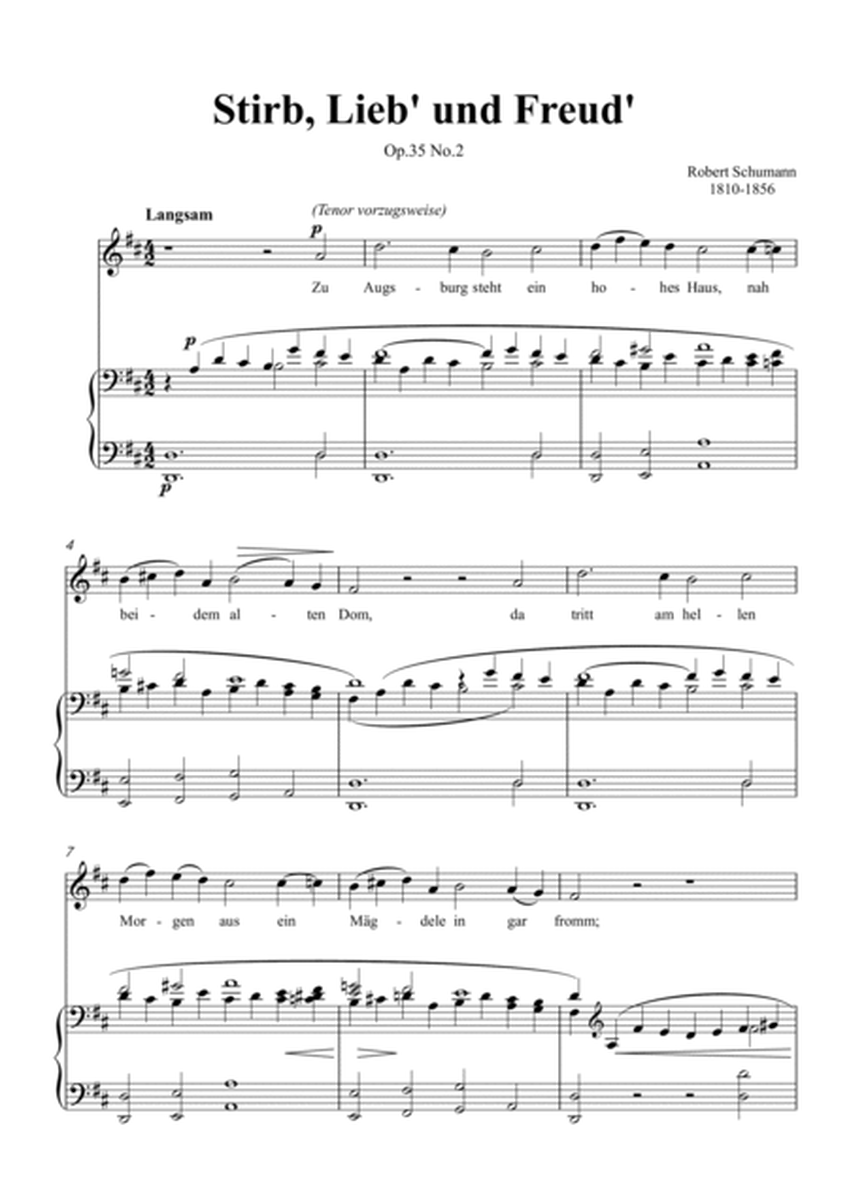 Schumann-Stirb, Lieb' und Freud',Op.35 No.2 in D Major