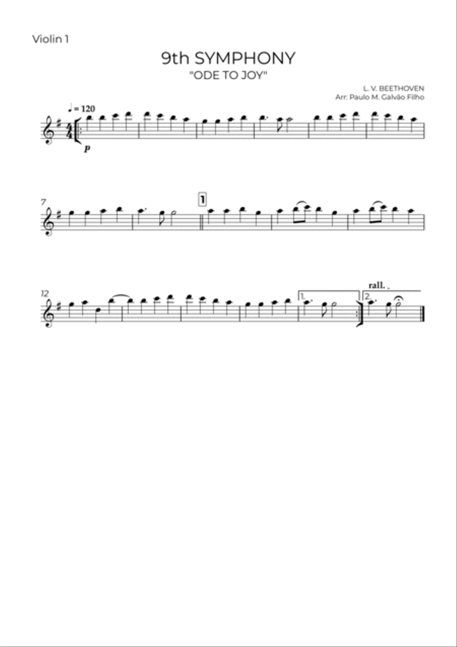 9th SYMPHONY -VIOLIN QUARTET String Quartet scores gallery preview page 4
