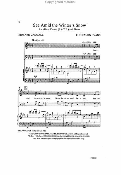 See Amid the Winter's Snow - SATB - Evans image number null