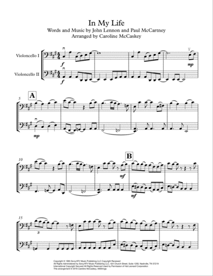 In My Life String Duet scores gallery preview page 2