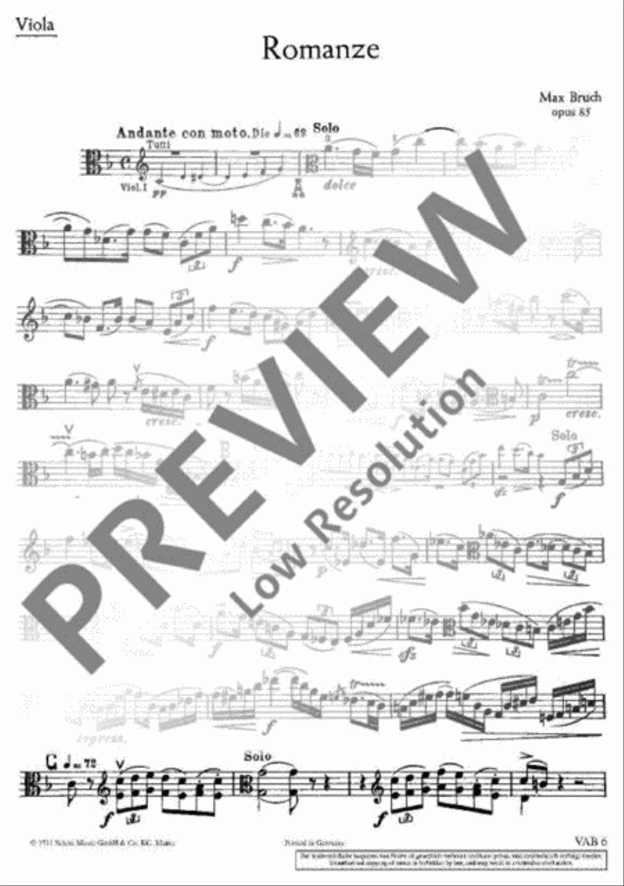 Romanze F Major Viola scores gallery preview page 12