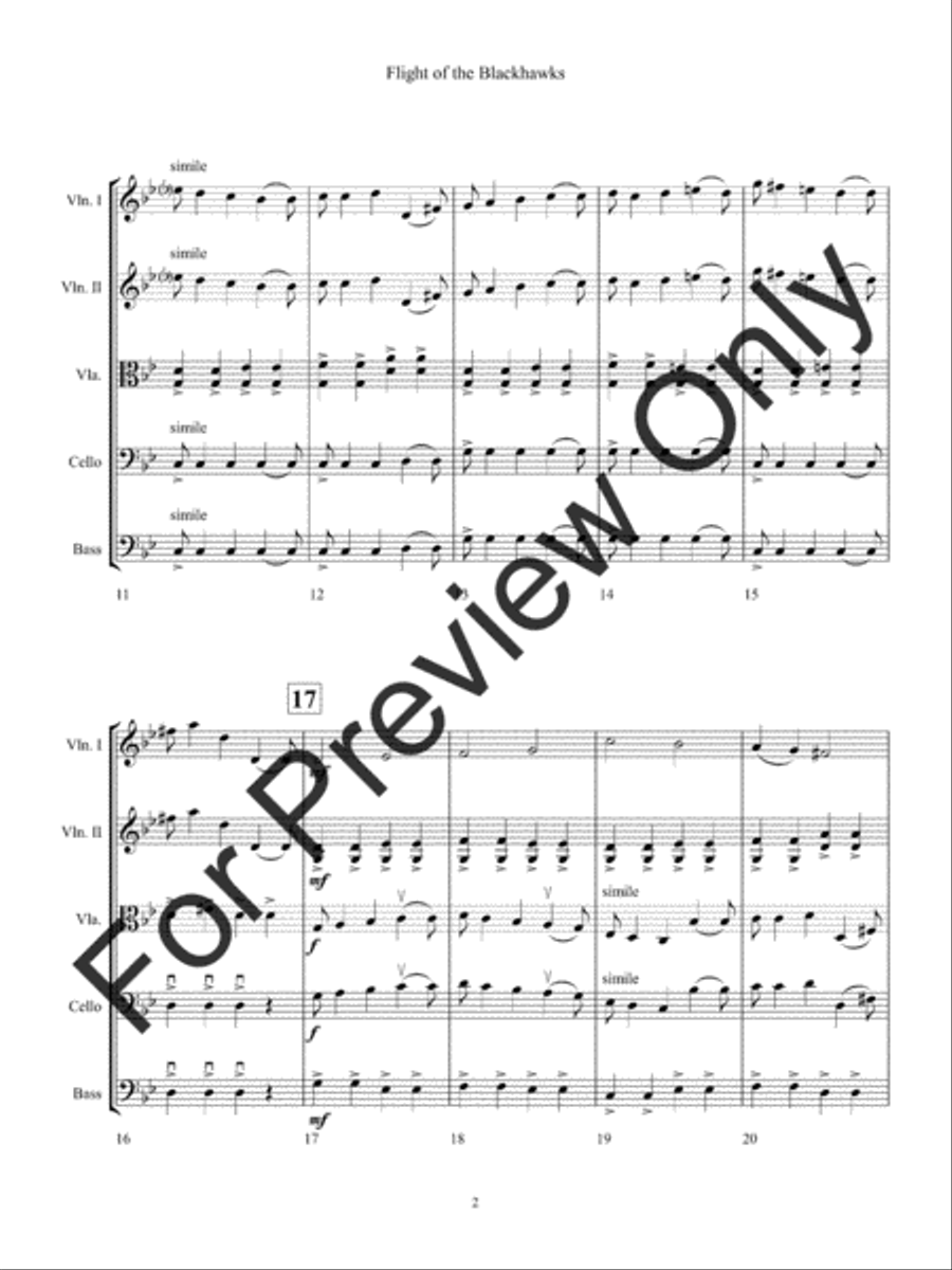 Flight of the Blackhawks Flight of the Blackhawks String Orchestra scores gallery preview page 5