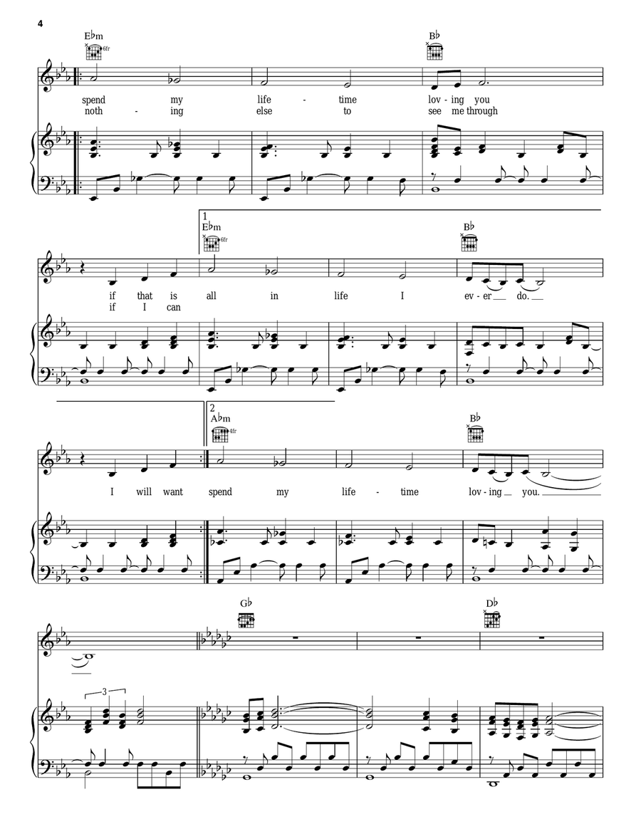 I Want To Spend My Lifetime Loving You Piano, Vocal, Guitar scores gallery preview page 4
