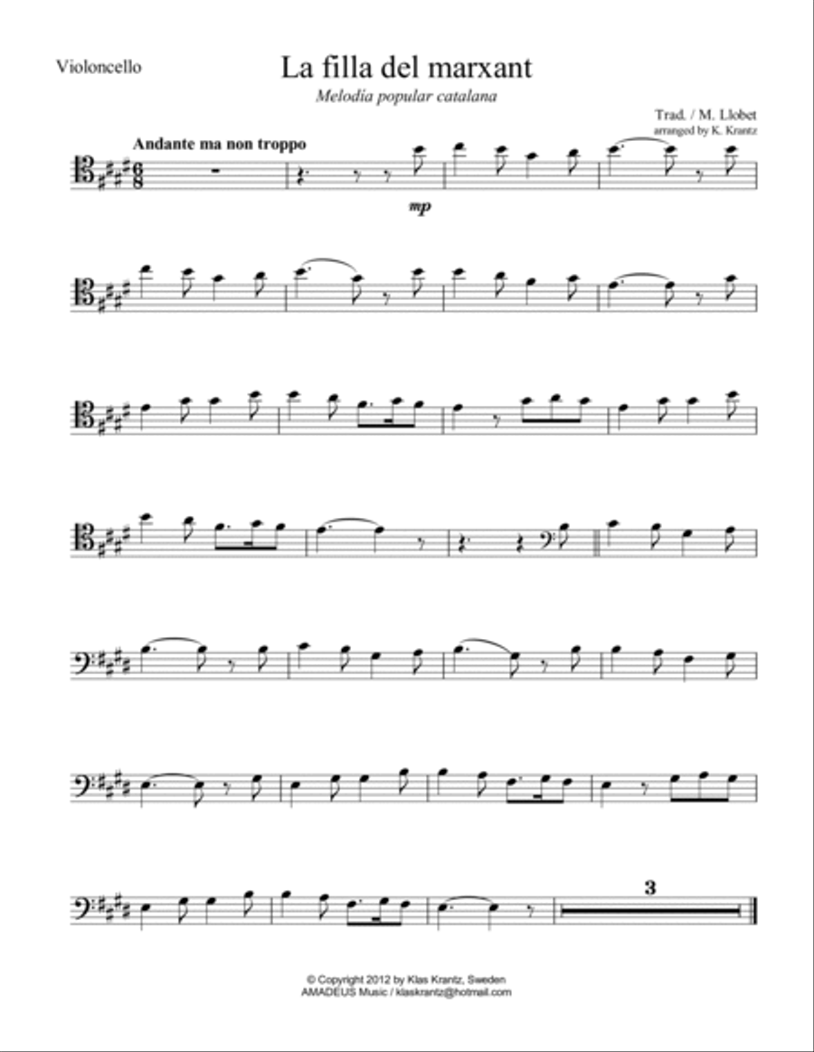 La filla del marxant & El testament d'Amelia for cello and guitar String Duet scores gallery preview page 4