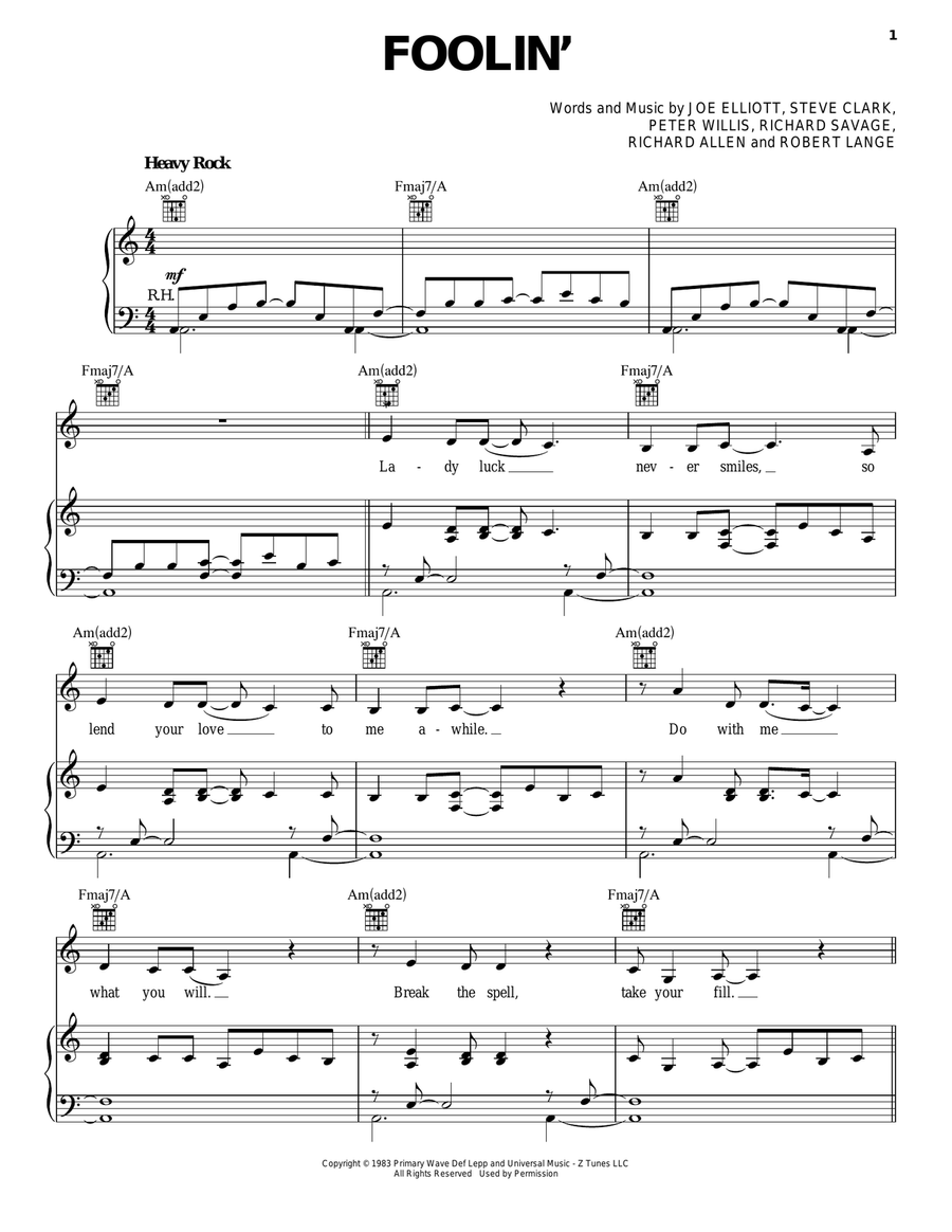 Foolin' Piano, Vocal, Guitar scores gallery preview page 1