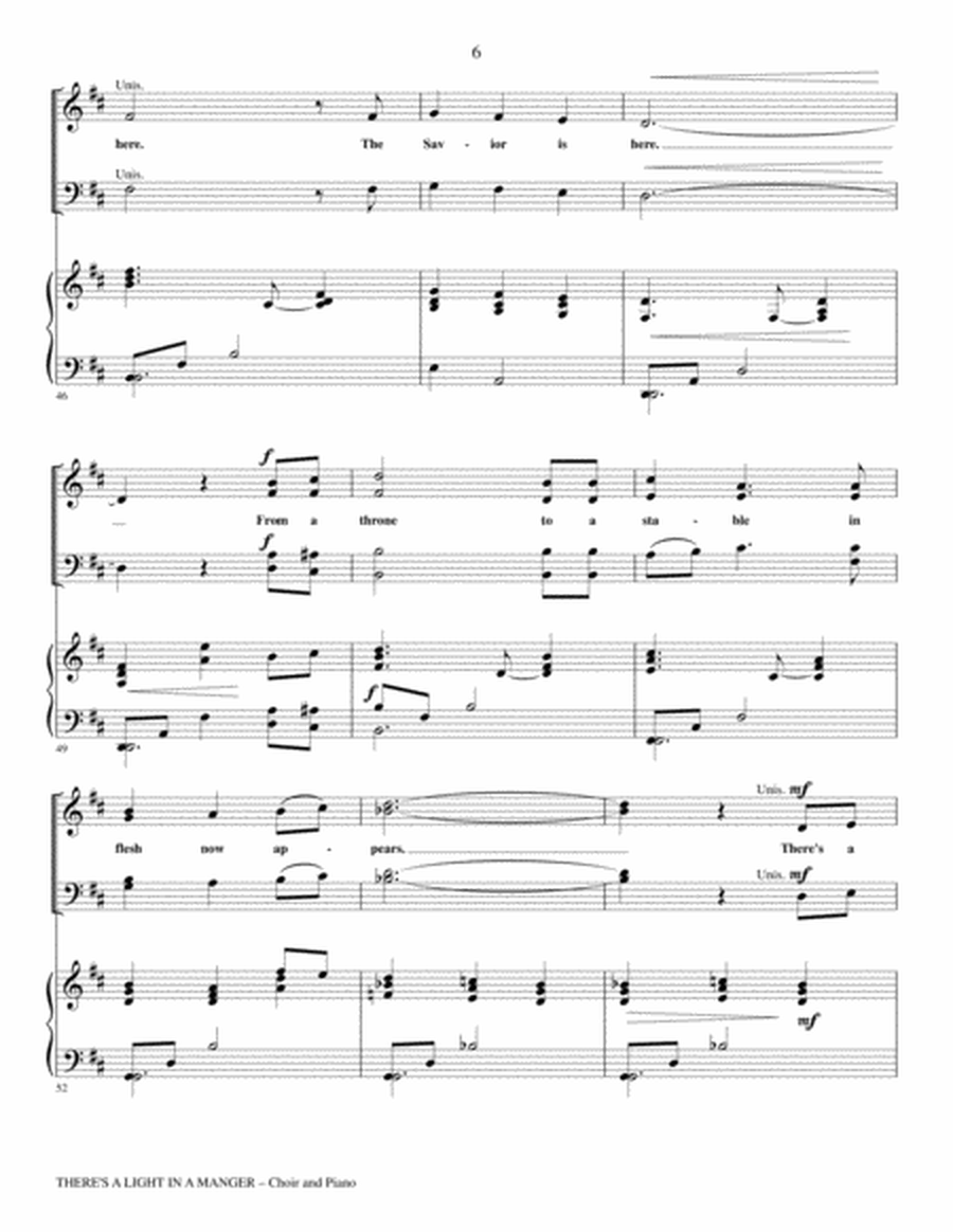 THERE'S A LIGHT IN A MANGER (for SATB Choir with Piano - Score & Choir Part included) image number null