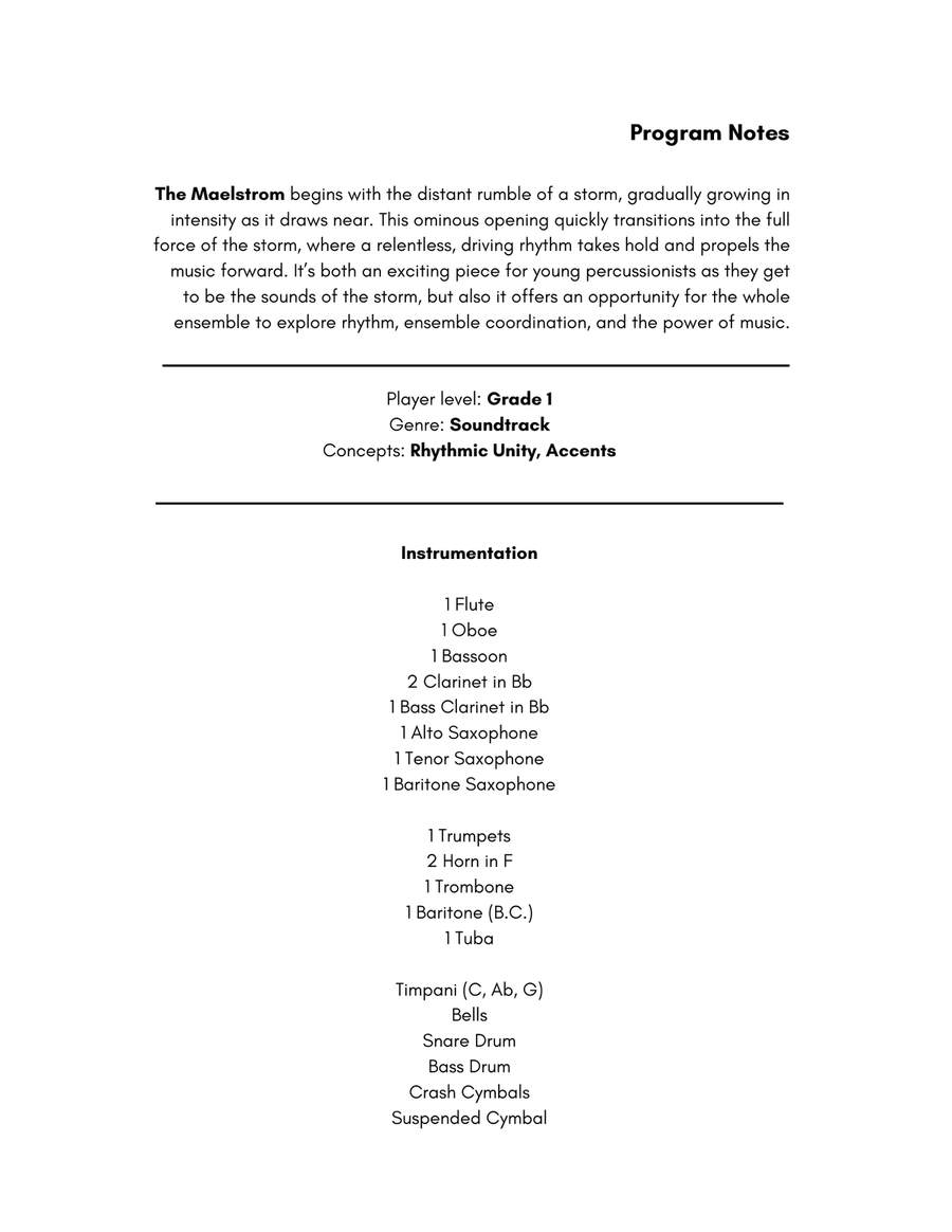 The Maelstrom - Grade 1 Concert Band Concert Band scores gallery preview page 2