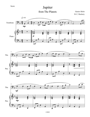 Book cover for Jupiter (from The Planets) for Trombone Solo with Piano Accompaniment