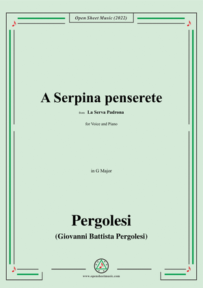 Pergolesi-A Serpina penserete,from La Serva Padrona,in G Major,for Voice and Piano