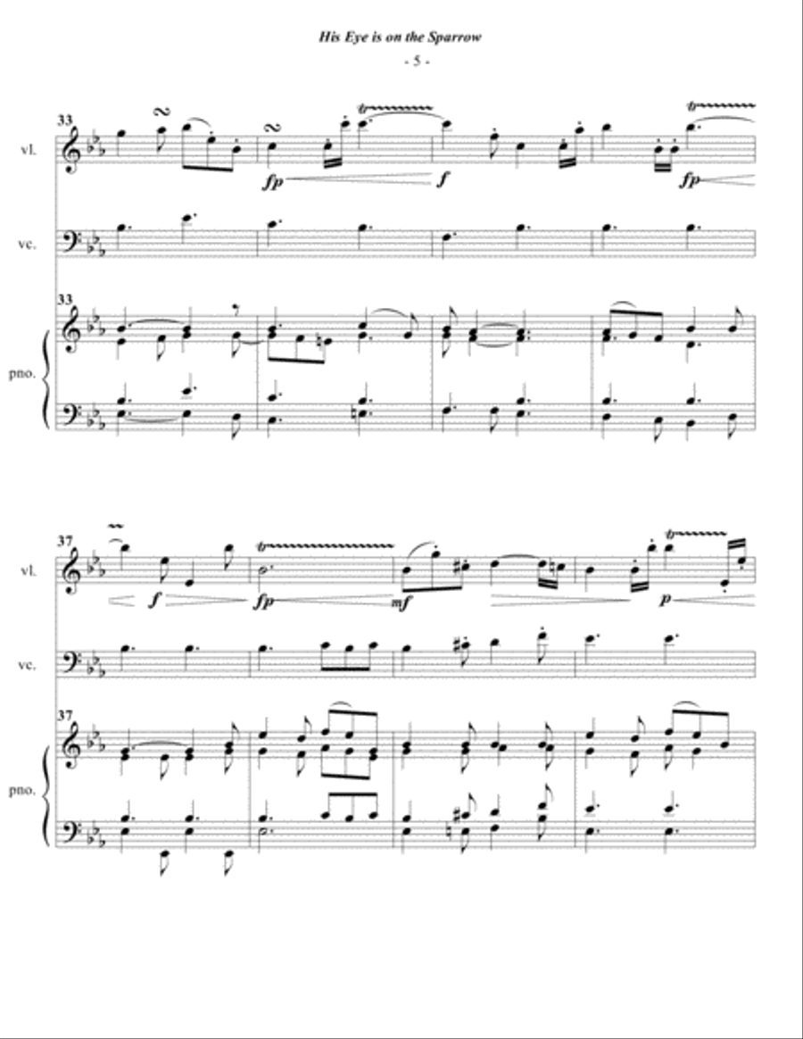 Gabriel: His Eye Is On The Sparrow for Piano Trio Piano Trio scores gallery preview page 5