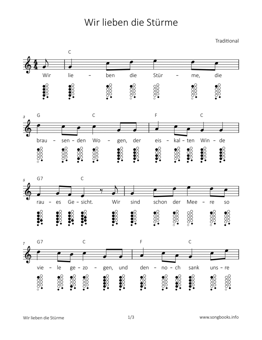 Wir lieben die Stürme ocarina scores gallery preview page 1
