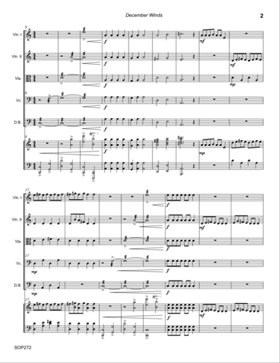 DECEMBER WINDS - ELEMENTARY STRING ORCHESTRA with optional Piano & Percussion String Orchestra scores gallery preview page 2