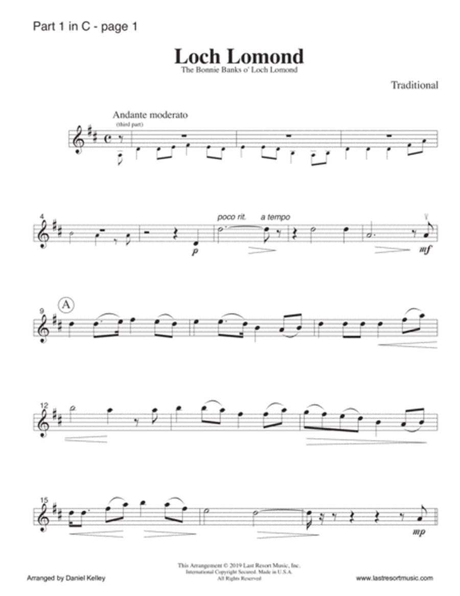 Loch Lomond for String Quartet (or Mixed Quartet) Music for Four image number null