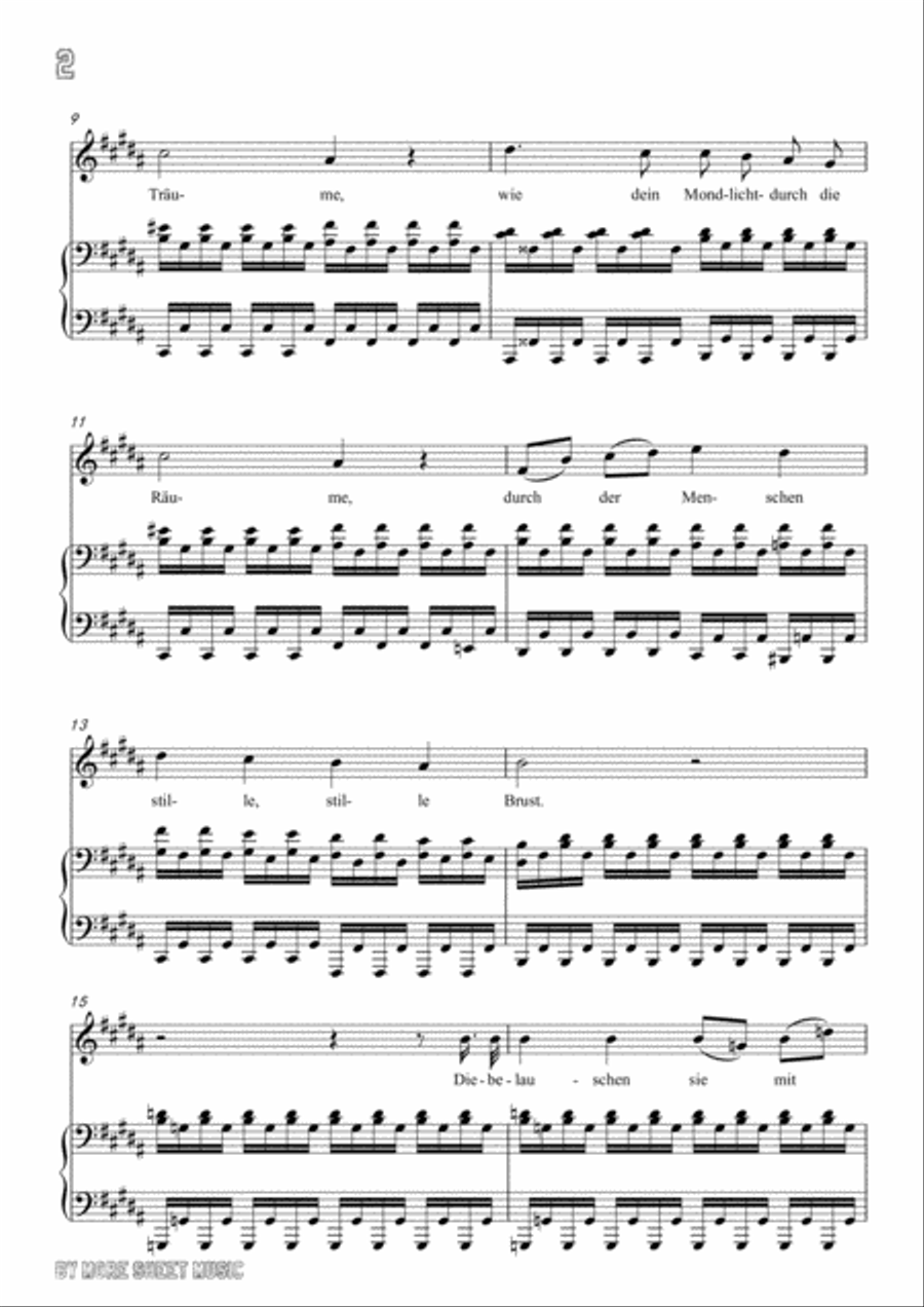 Schubert-Nacht und Träume in B Major,for voice and piano Voice Solo scores gallery preview page 4