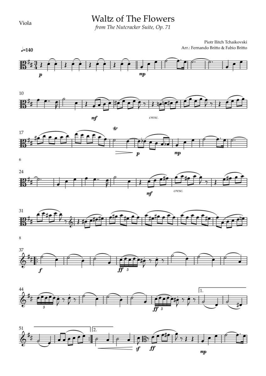 Waltz of The Flowers - from Nutcracker (P. I. Tchaikovsky) for Viola Solo
