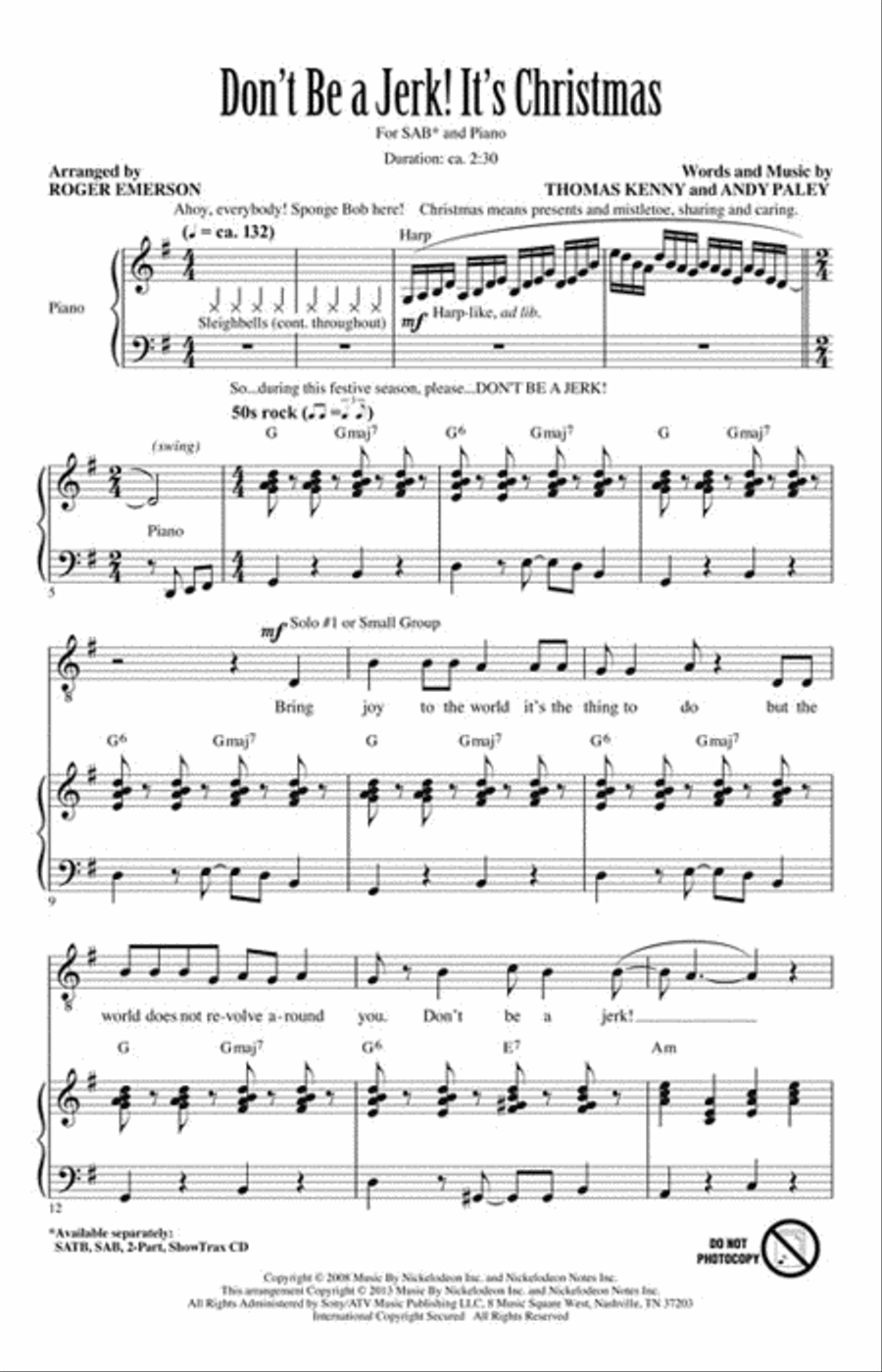 Don't Be a Jerk (It's Christmas) 4-Part scores gallery preview page 2