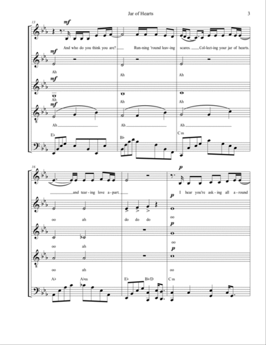 Jar Of Hearts A Cappella scores gallery preview page 3