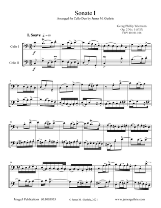 Telemann: Sonata Op. 2 No. 1 for Cello Duo