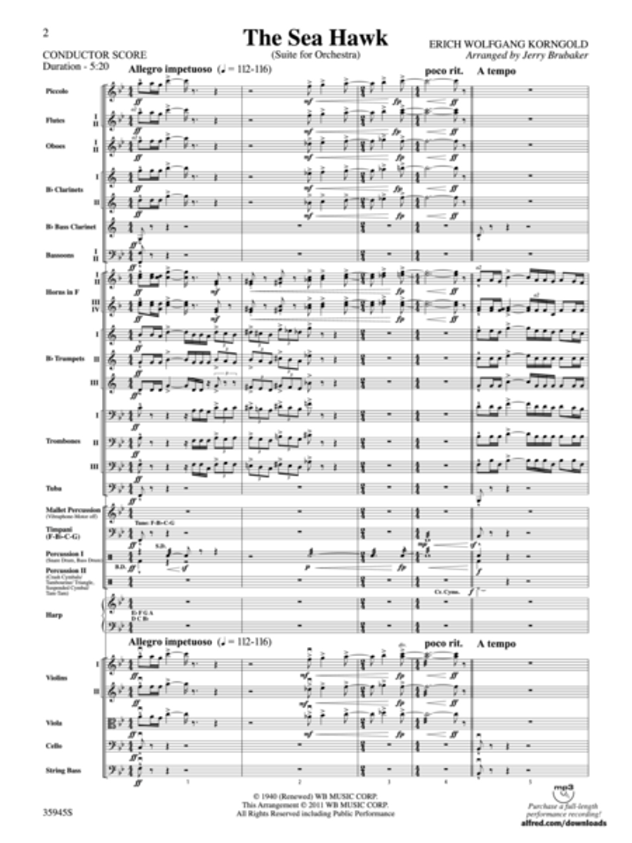 The Sea Hawk Full Orchestra scores gallery preview page 2