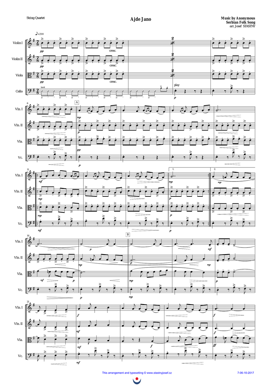 Ajde Jano String Quartet scores gallery preview page 1