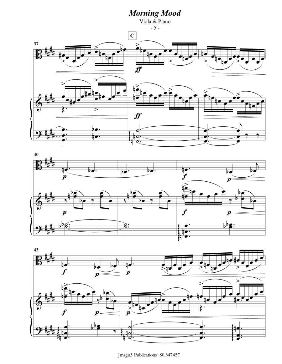 Grieg: Morning Mood from Peer Gynt Suite for Viola & Piano Viola scores gallery preview page 6